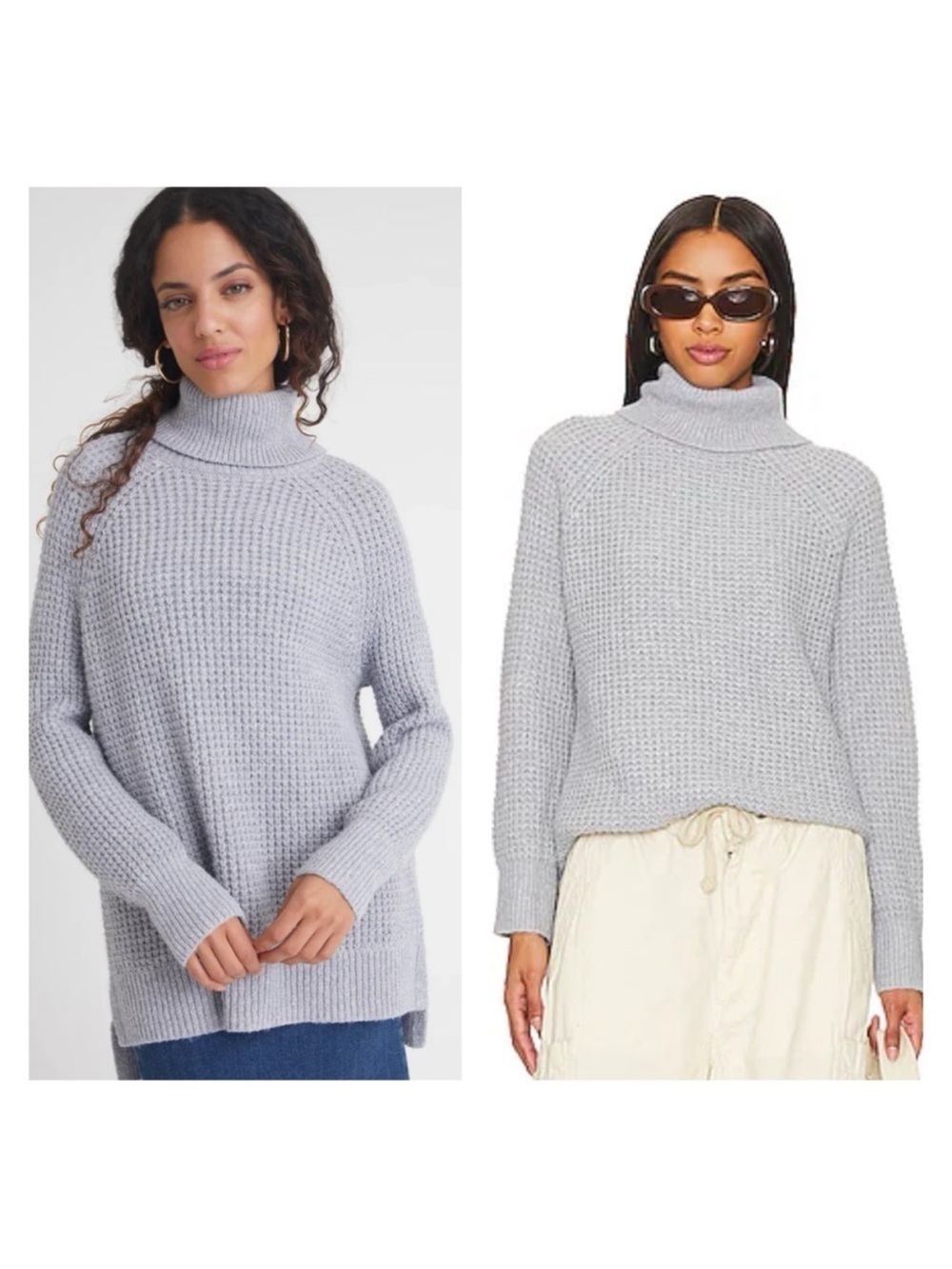 525 America Stella Iceberg Light Blue Cotton Oversized Turtleneck Sweater Size S